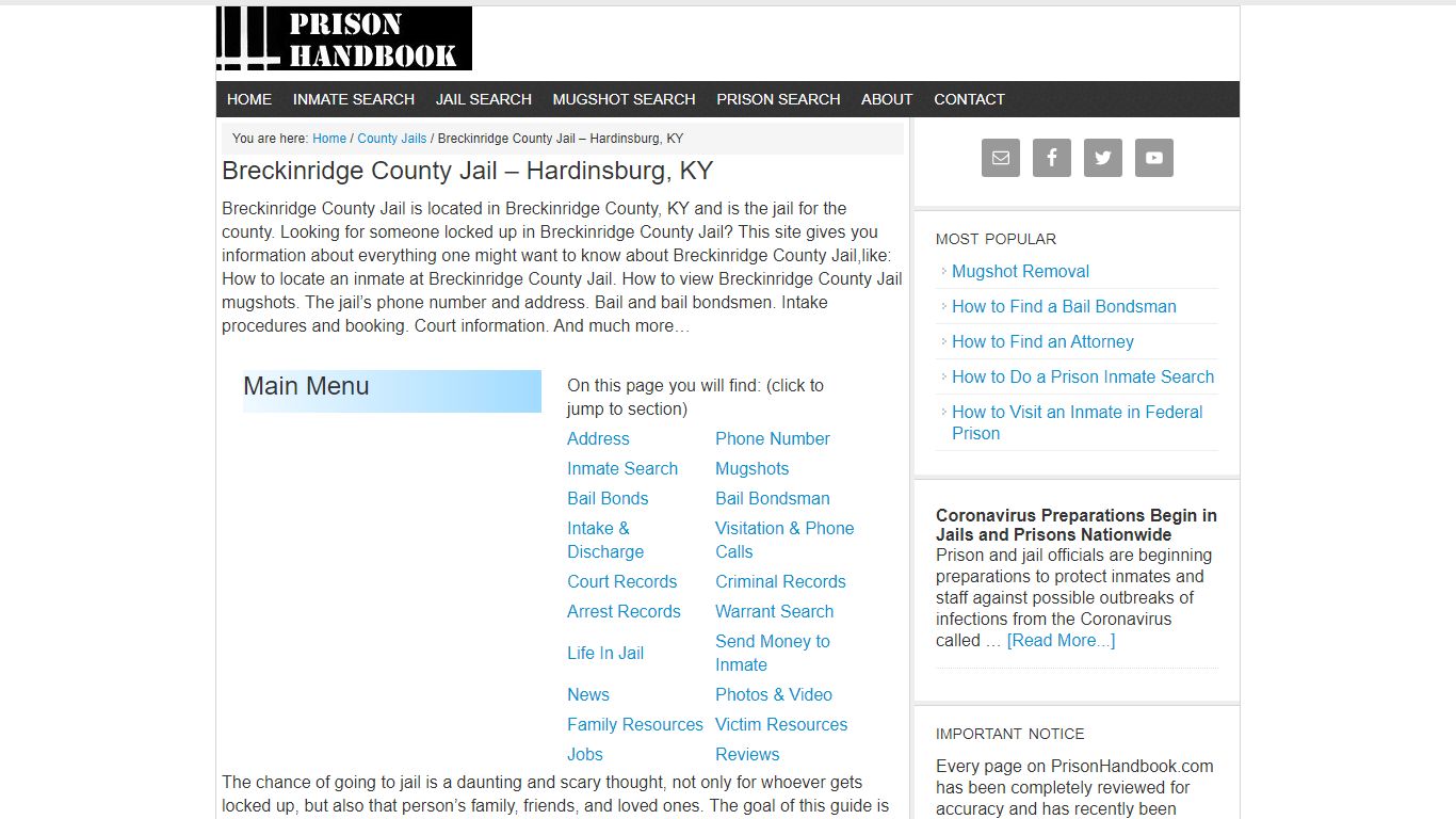 Breckinridge County Jail – Hardinsburg, KY - Prison Handbook