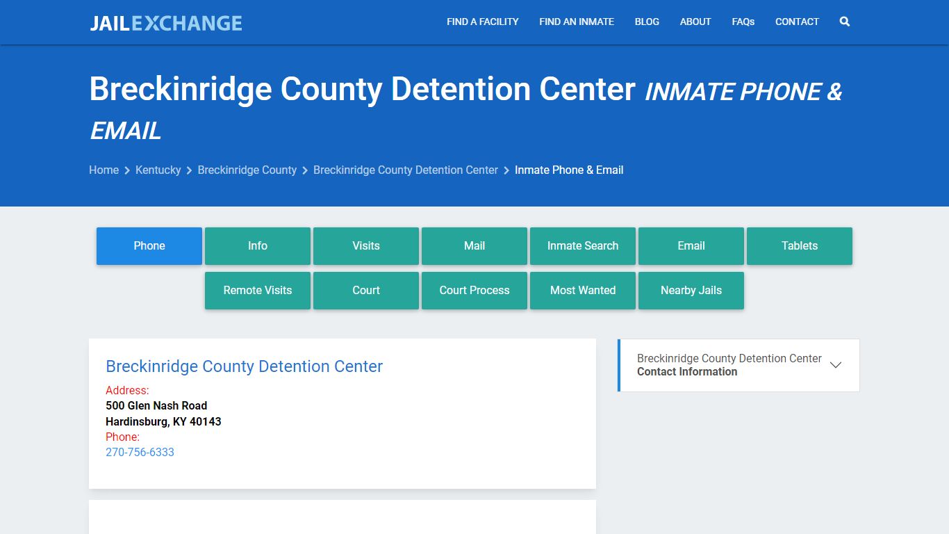 Inmate Phone - Breckinridge County Detention Center, KY - Jail Exchange